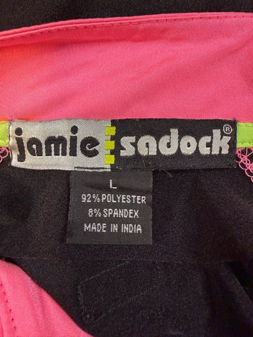 Jamie Sadock Top Womens L Pink Black Flame Zip Mock Neck Y2K Golf Athletic Shirt - Picture 4 of 7